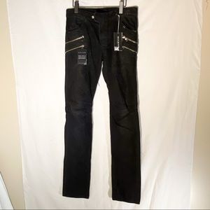 Balmain Black Slim Men’s Jeans with Silver Zippers